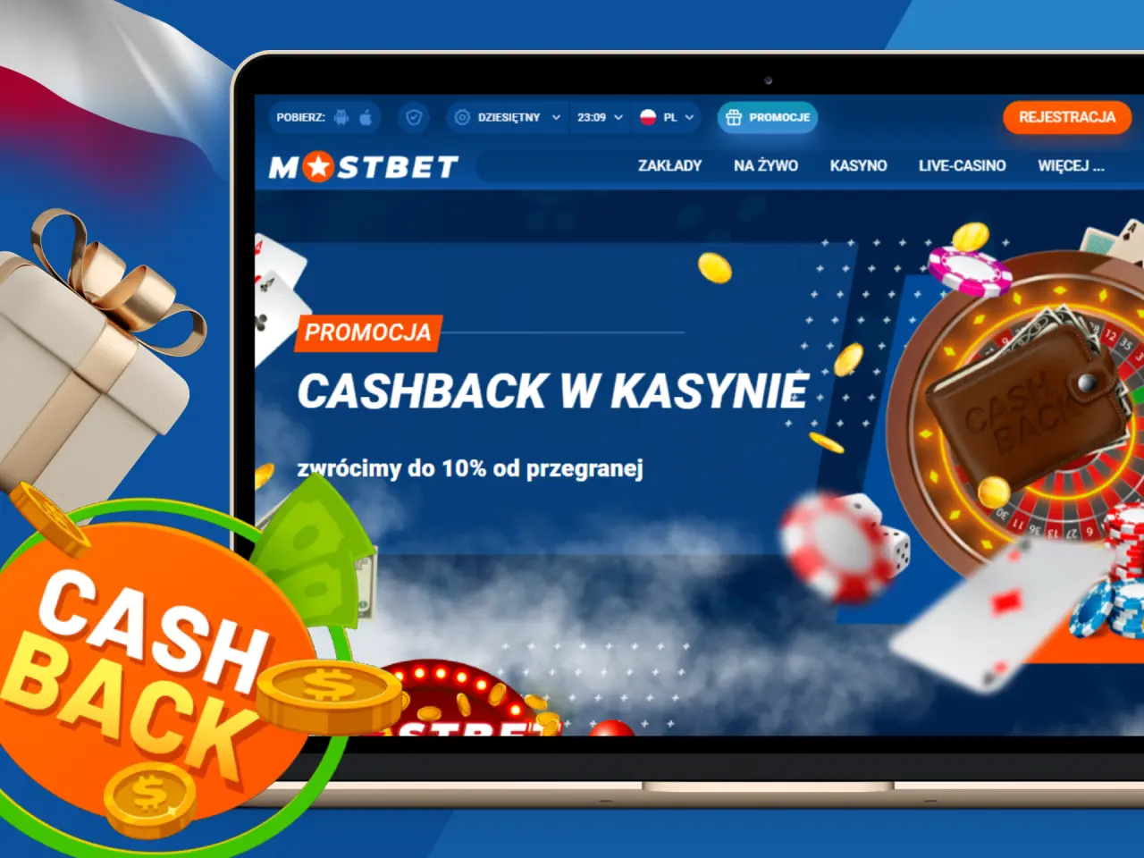 Cashback 10% dla stałych klientów w Mostbet