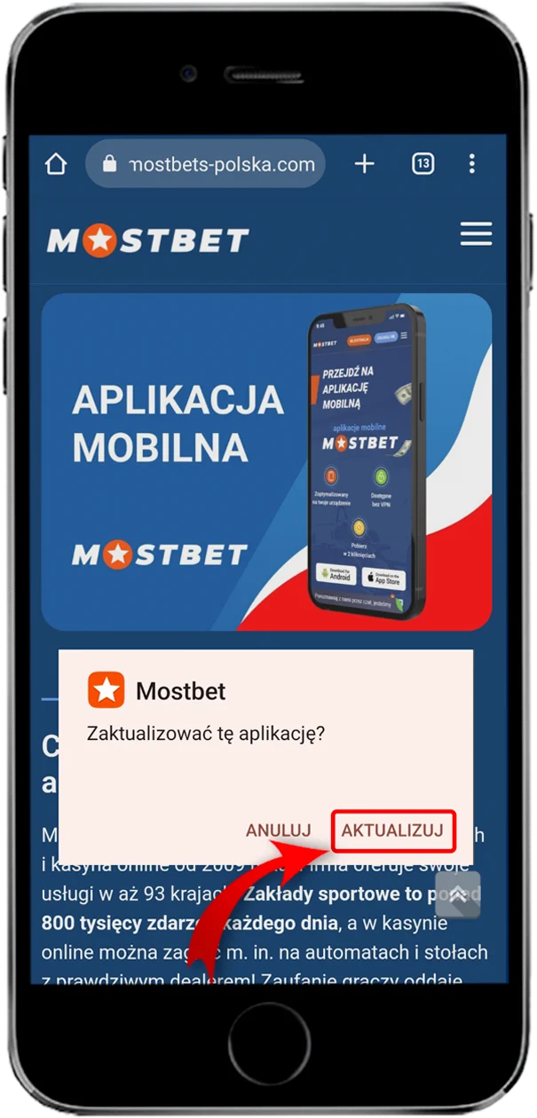 Jak pobrac aplikacje Mostbet na Androida - krok 3