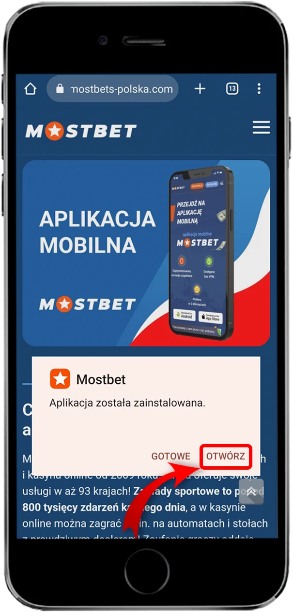 Jak pobrac aplikacje Mostbet na Androida - krok 4